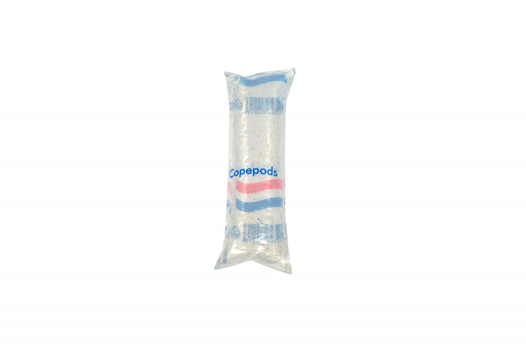 A bag of live copepods which is a great treat for your marine aquarium