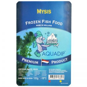 Frozen mysis fish food suitable for medium to large aquarium fish