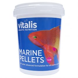 pot of marine pellet food for saltwater aquarium fish and invertebrates Vitalis Marine Pellets 260g