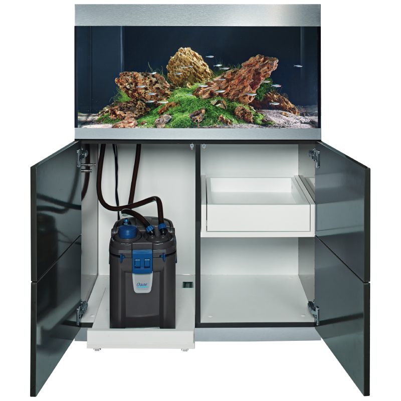 BioMaster Thermo 250 Inside Aquarium Cabinet under a fish tank